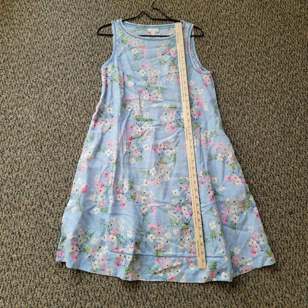 Gorgeous J. Jill Baby Blue Pink Floral Linen Dress Size Small - Picture 9 of 16
